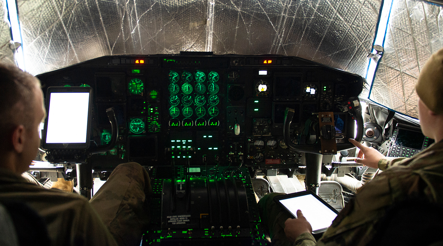 airman in cockpit