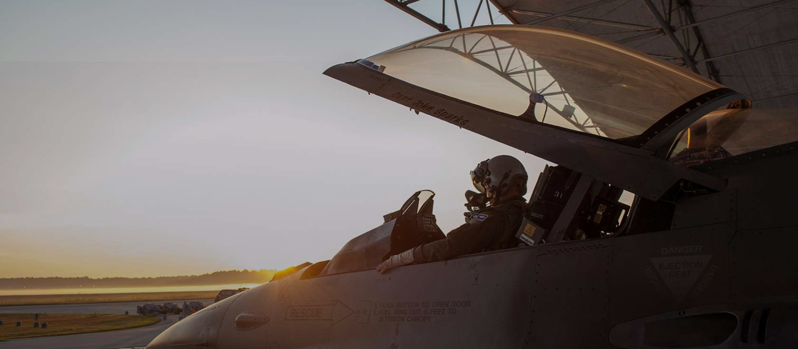 Pilot in cockpit