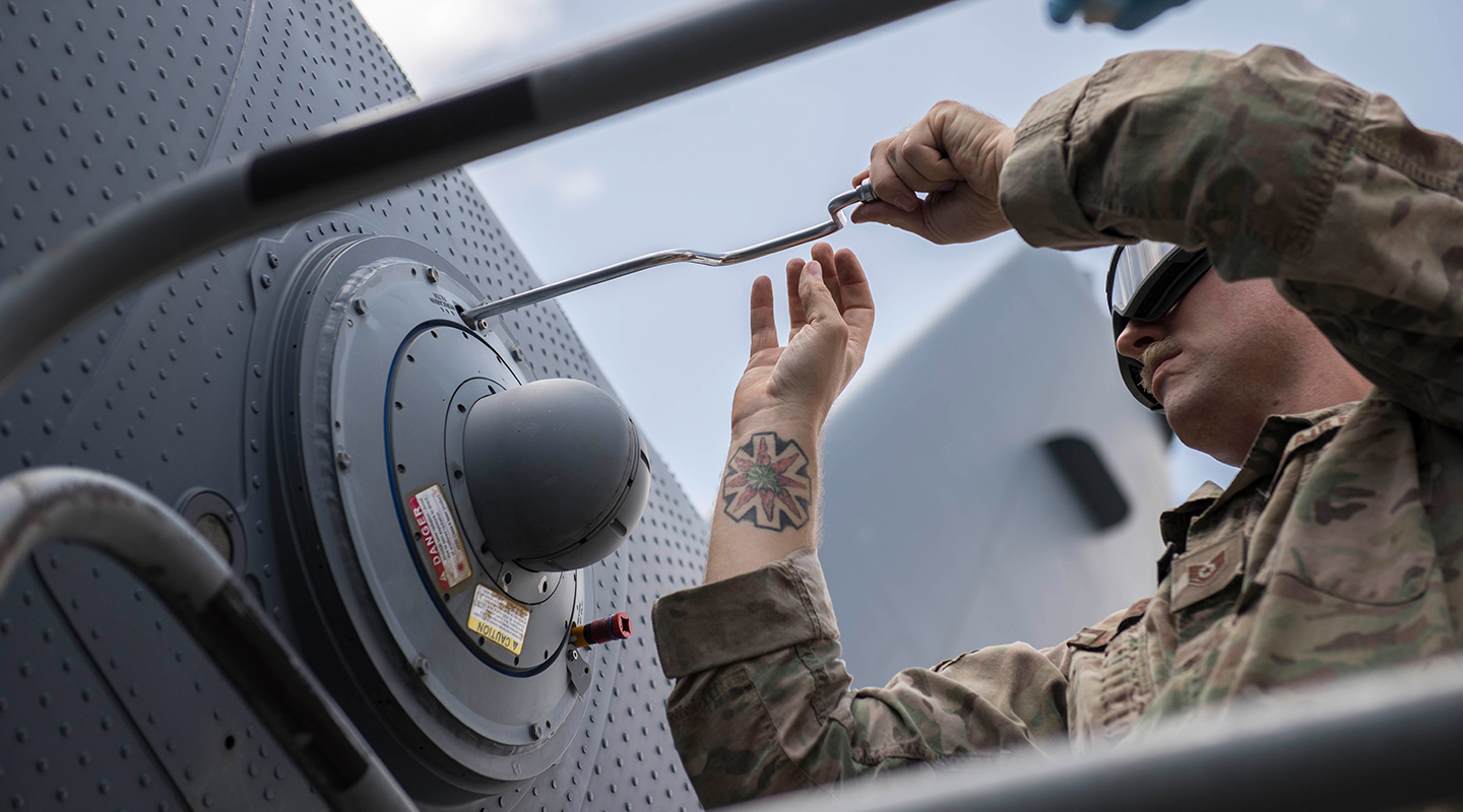 airman working on aircraft