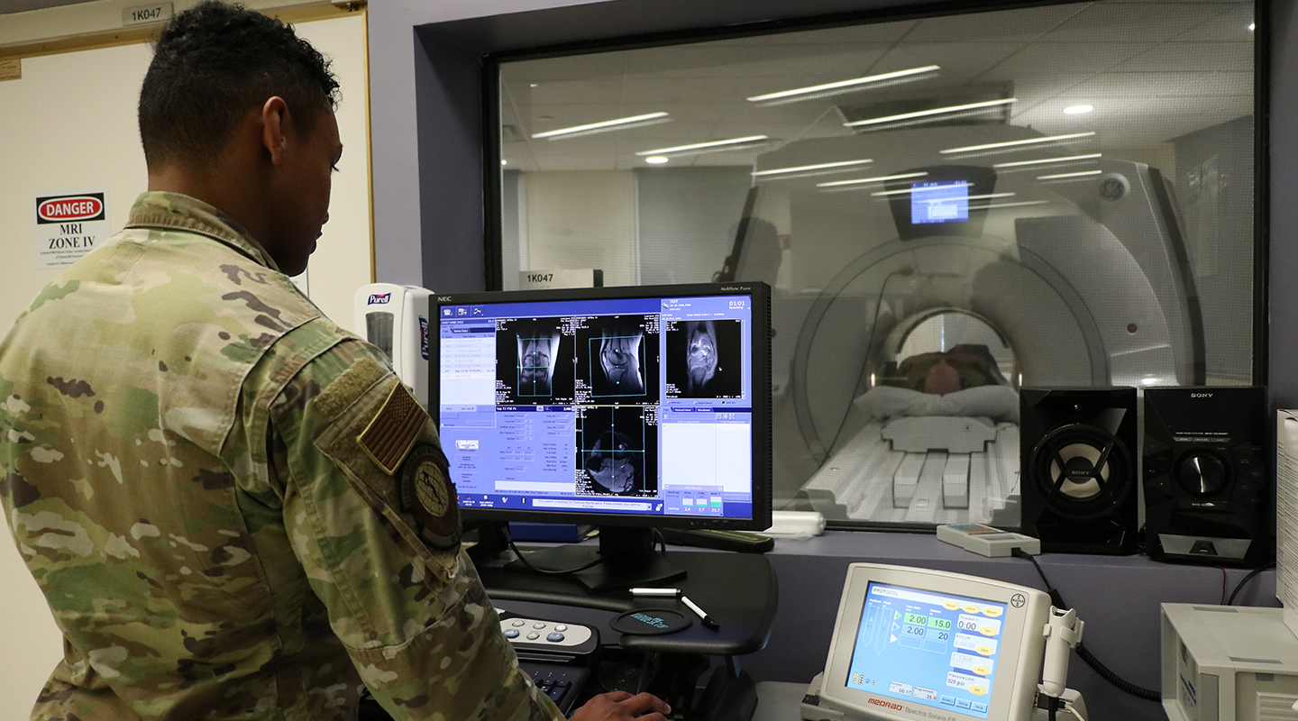 Air Force Diagnostic Imaging specialist performing a x-ray