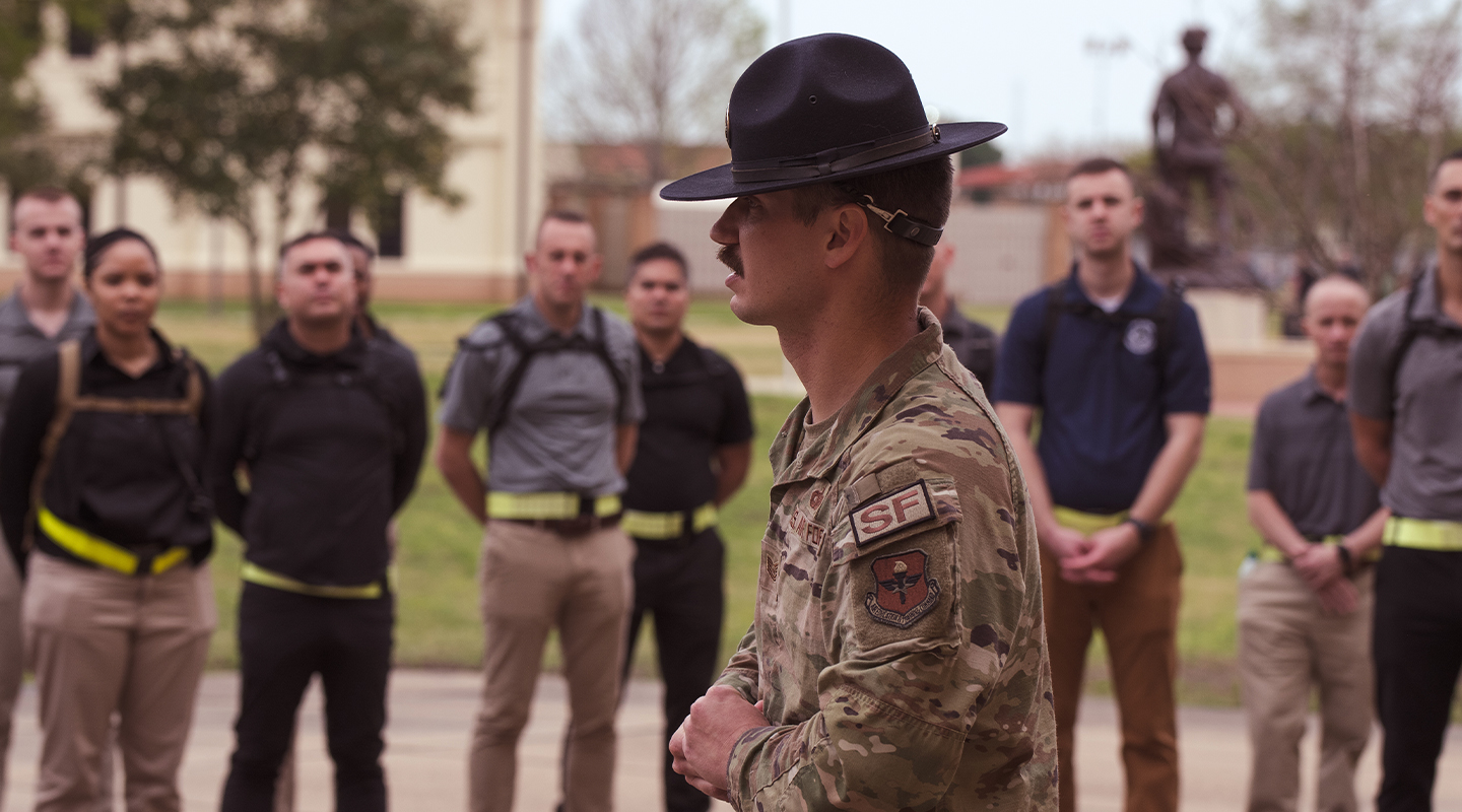 MTI speaking to his flight of trainees