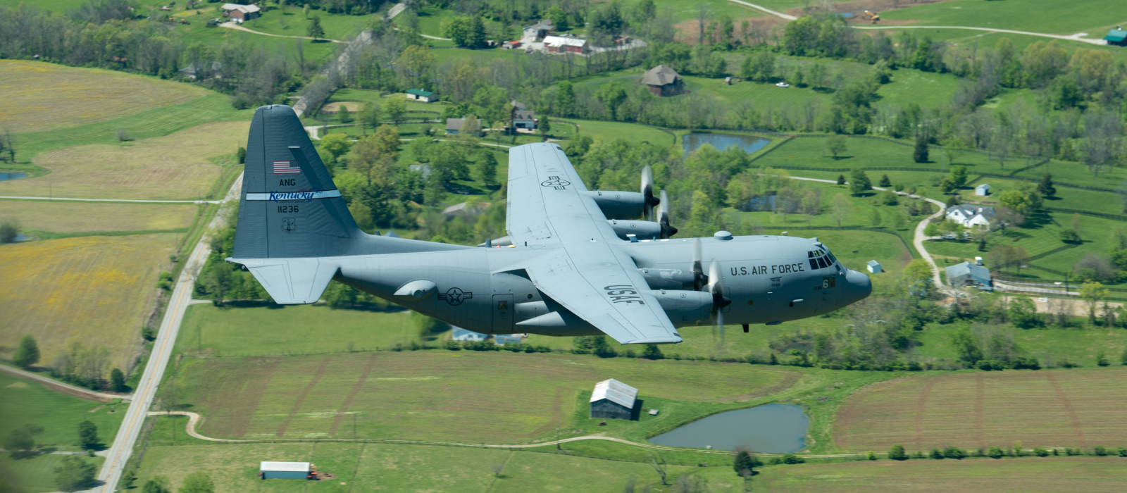 Air National Guard planes flying over Kentucky fields