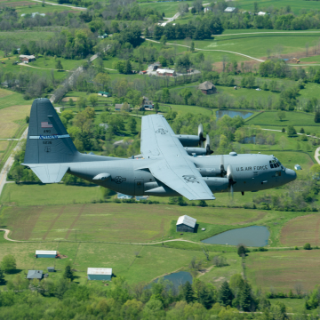 Air National Guard planes flying over Kentucky fields