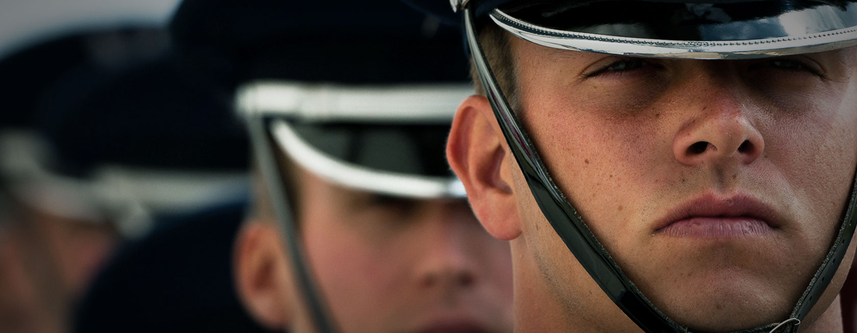 Airmen standing at attention in closeup