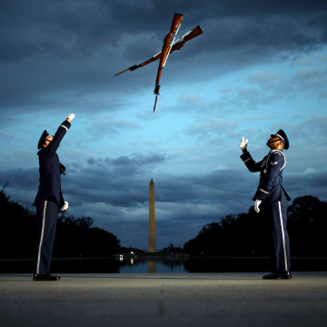 Air Force Honor Guard in front of the Washington Monument