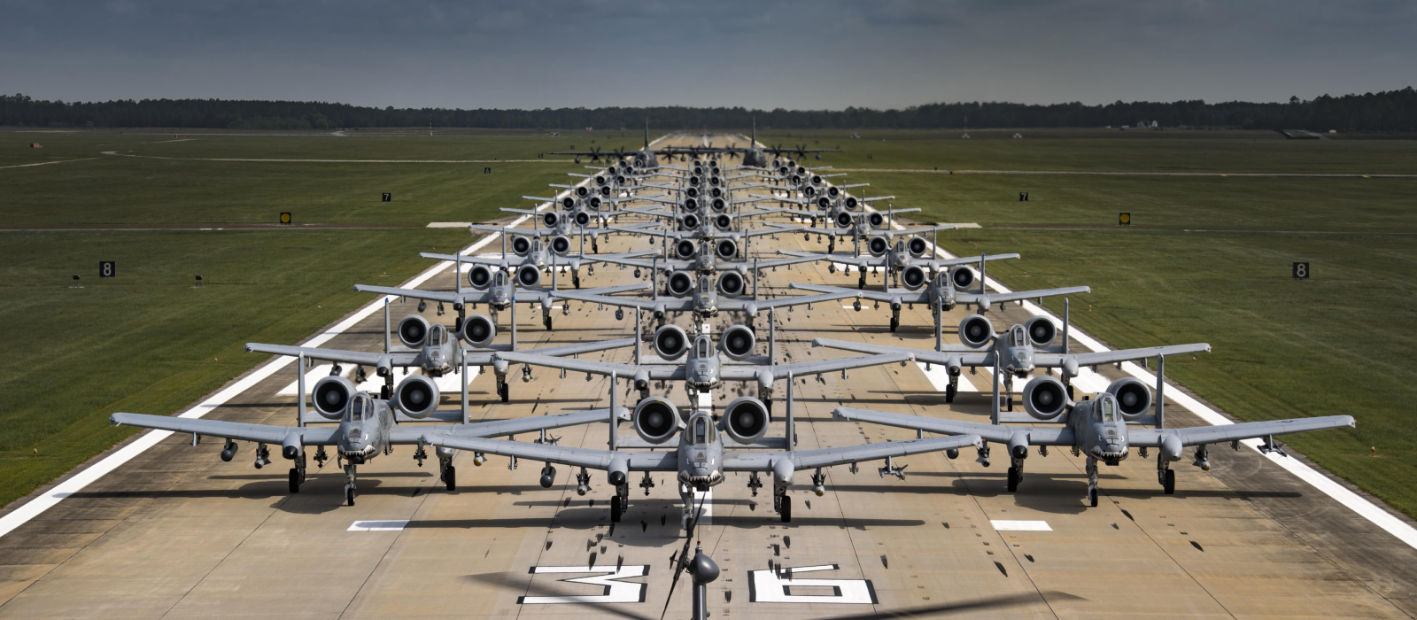 Air National Guard planes lined up on a Georgia runway