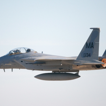 Air National Guard jet flying over Massachusetts