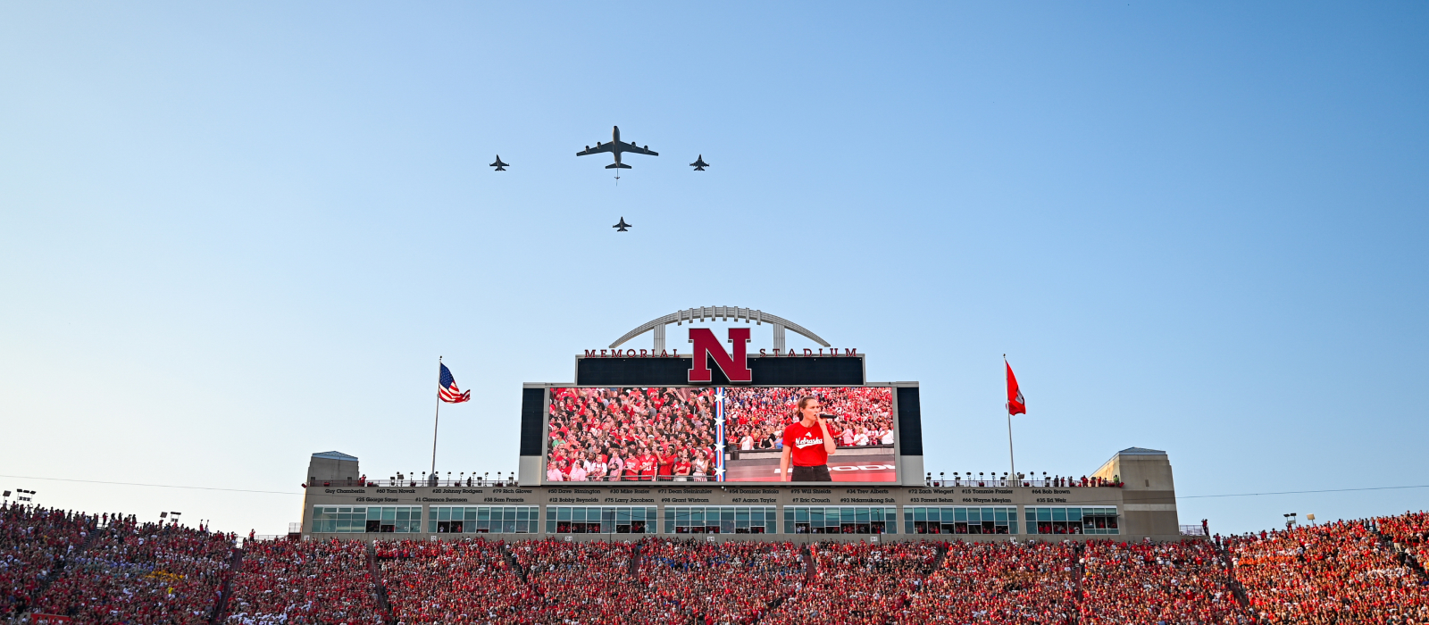 Air National Guard stadium flyover in Nebraska 