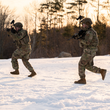 Air National Guardsman training in the snow 