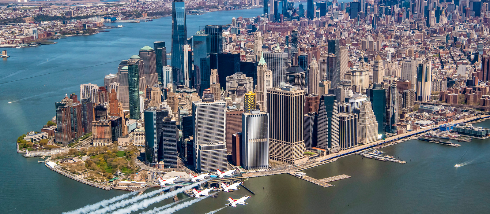 Thunderbirds flying over New York City