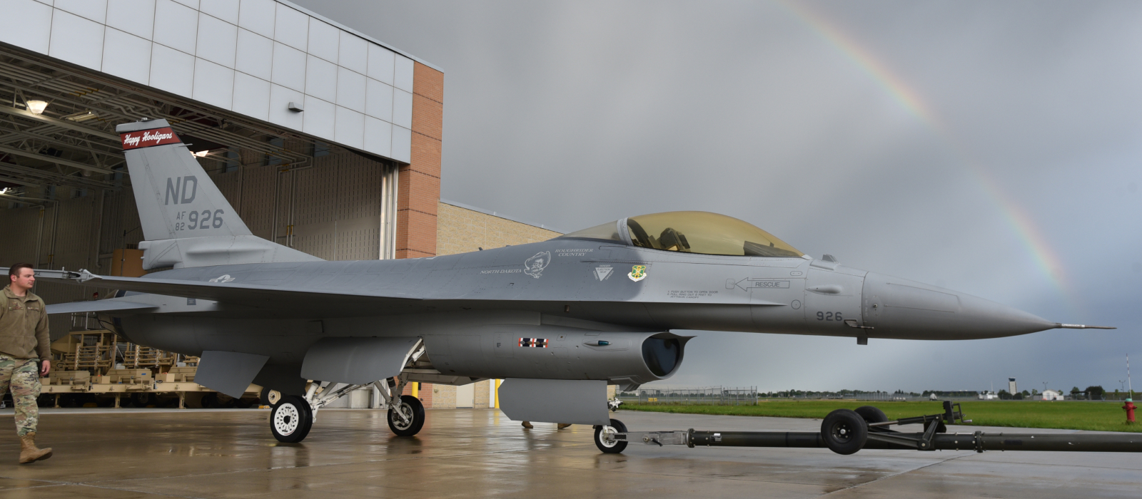 Air National Guard jet leaving North Dakota hanger