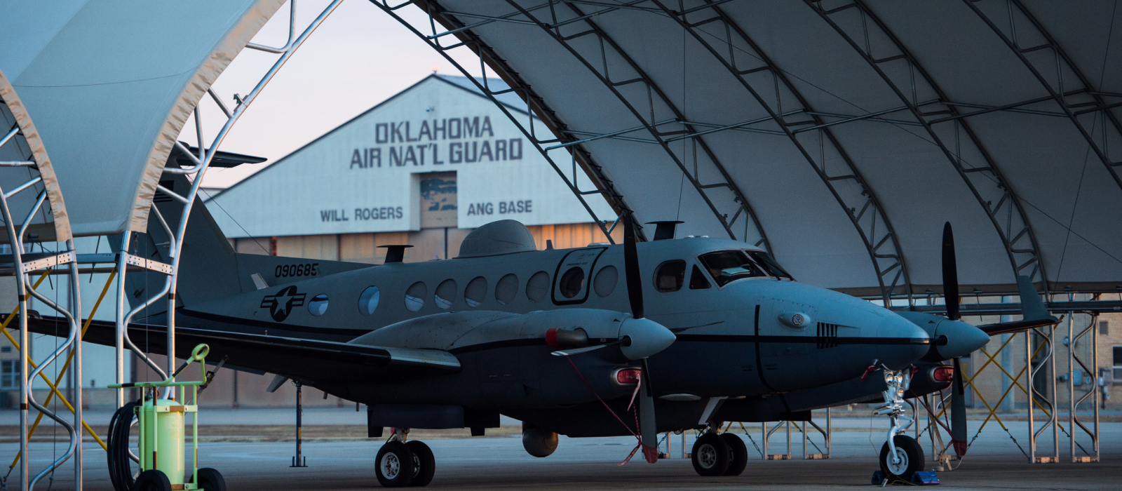 Air National Guard plane under hangar in Oklahoma 