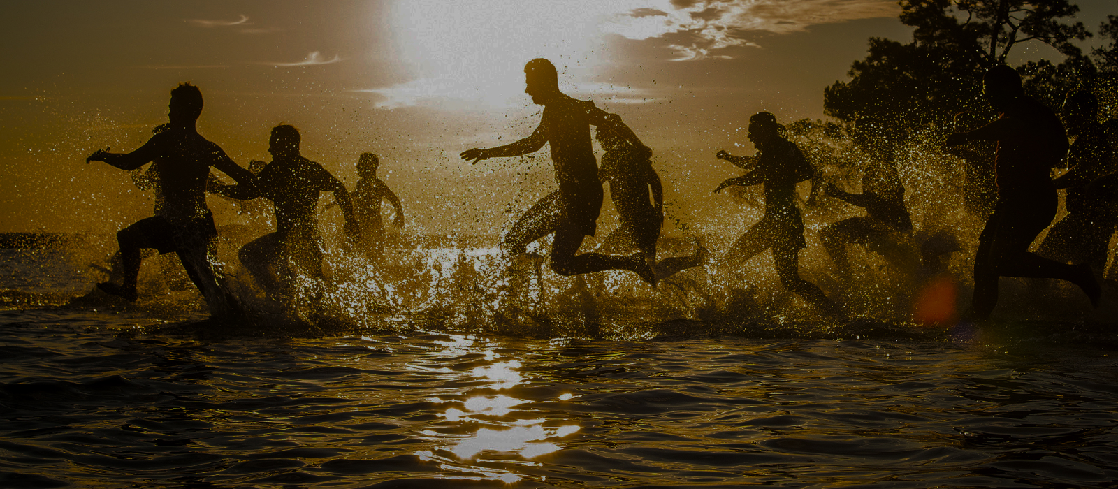 Airmen running in water